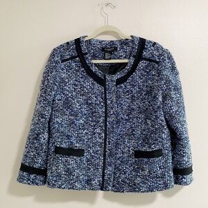 Sandro Sportswear Blue Black Tweed Jacket Size XL